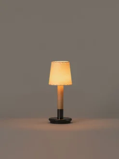 Básica Mínima Batería Portable Table Lamp - Bronze - Stitched Beige