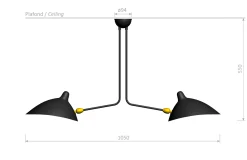 Ceiling Lamp with Two Fixed Arms