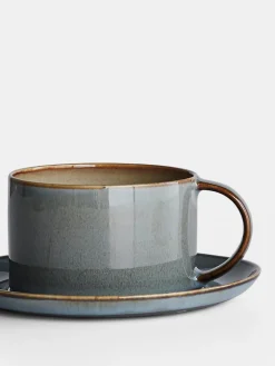 Coffee Cup With Saucer - Misty Grey/Smokey Blue