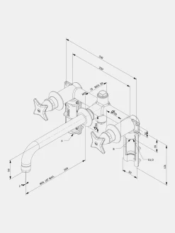 Cross-handle Built-in Tap - Brass