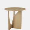 Geometric side table - varnished oak - round