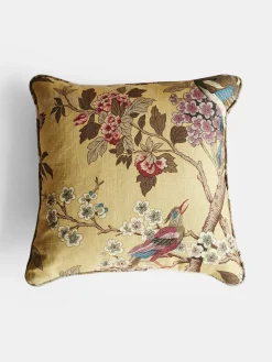 Hydrangea Bird Cushion - Ochre - 50 x 50 cm