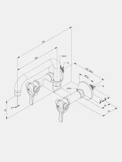 SP Wall Mounted Tap Swivel L200 - Brass